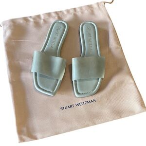 Stuart Weitzman Light Gray Slide Sandals- 8